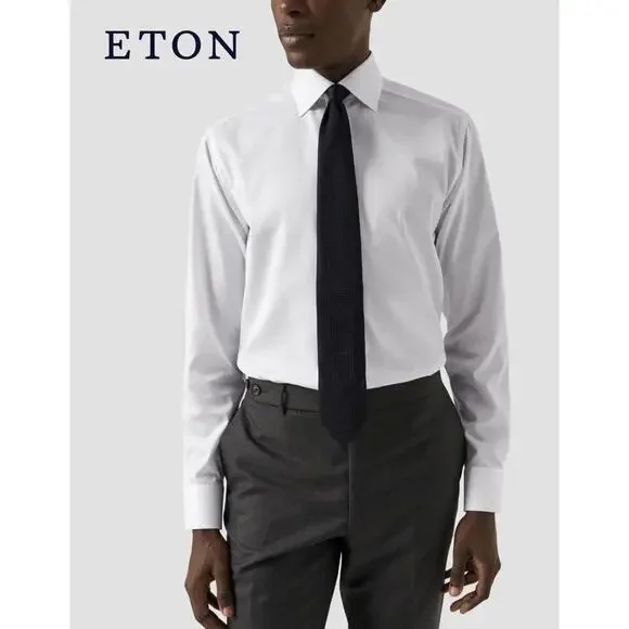 Eton Signature Twill White Dress Shirt- Slim Fit